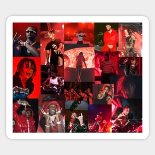 red rap collage Sticker